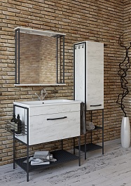 Sanflor Тумба с раковиной Бруклин 75 Piano дуб крафт/черный муар – фотография-4